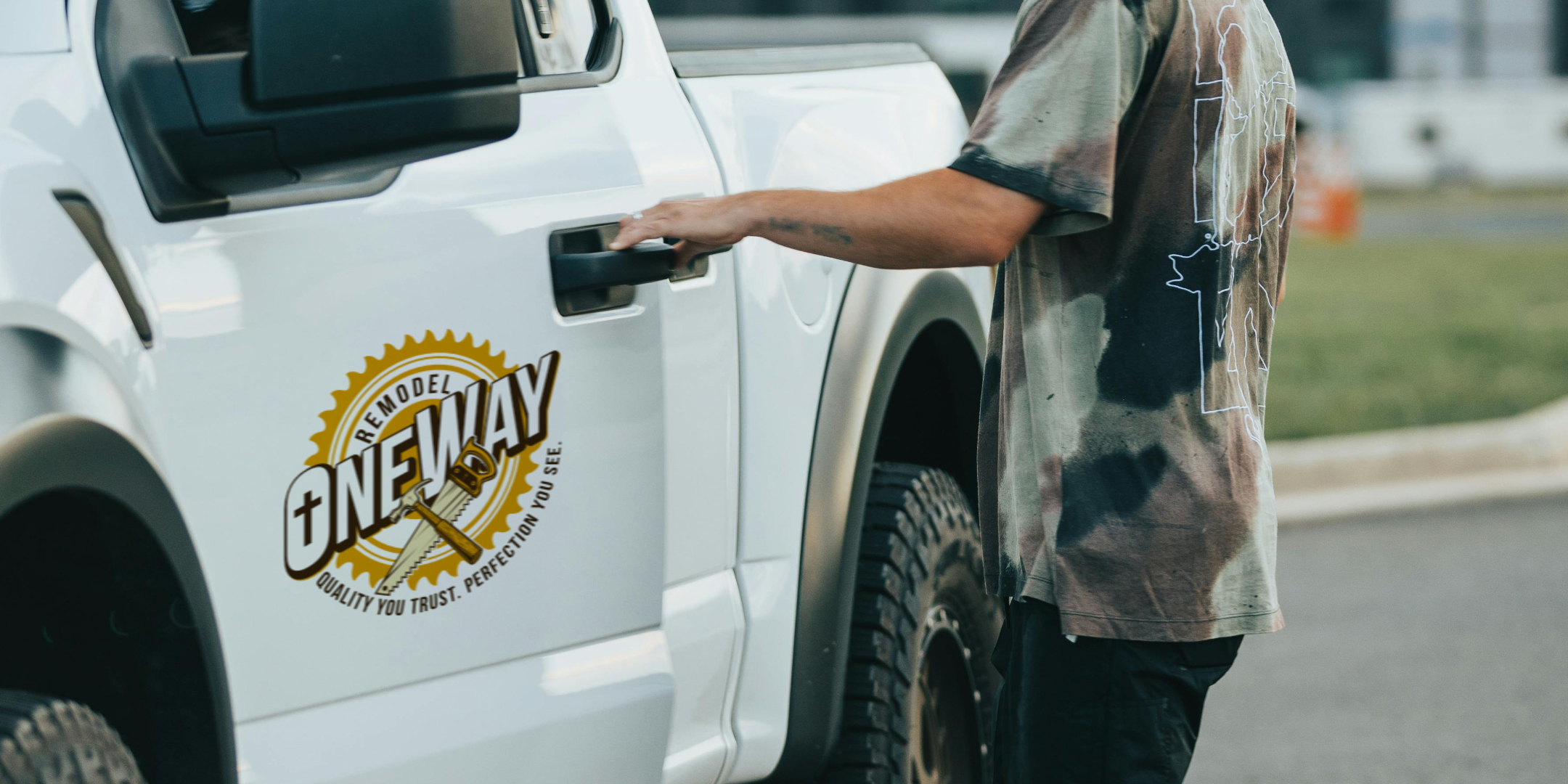 OneWay Remodel Logo Design - Primary full-color version with geometric elements by the Native Creative