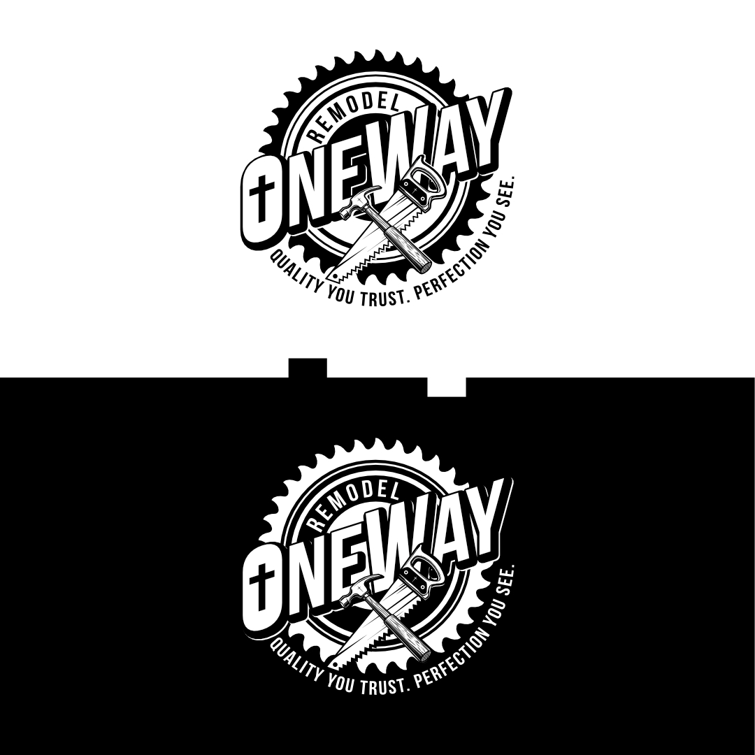 OneWay Remodel Logo Design - Alternative layout treatment with modified typography by the Native Creative